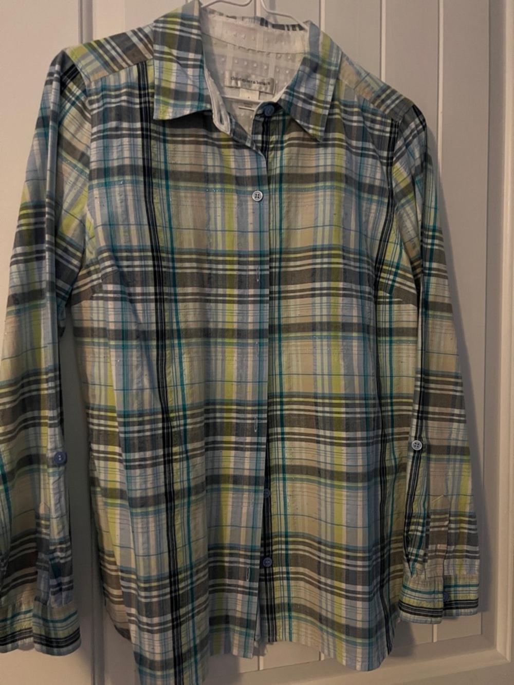 Christopher & Banks Light Blue Dotted Textured Shirt